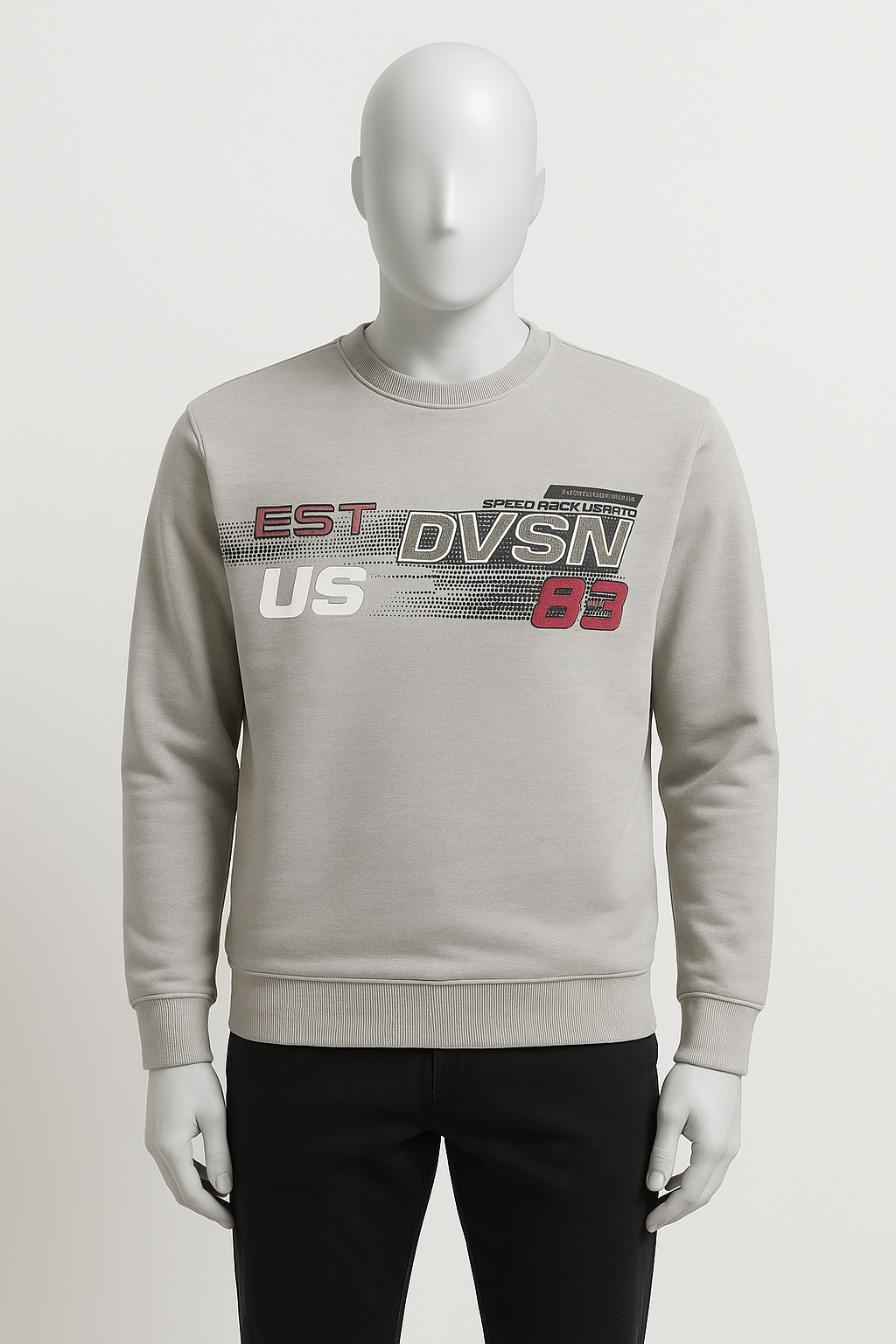 Men's Silver Sweatshirt - 83 EST - Minimal Streetwear Essential