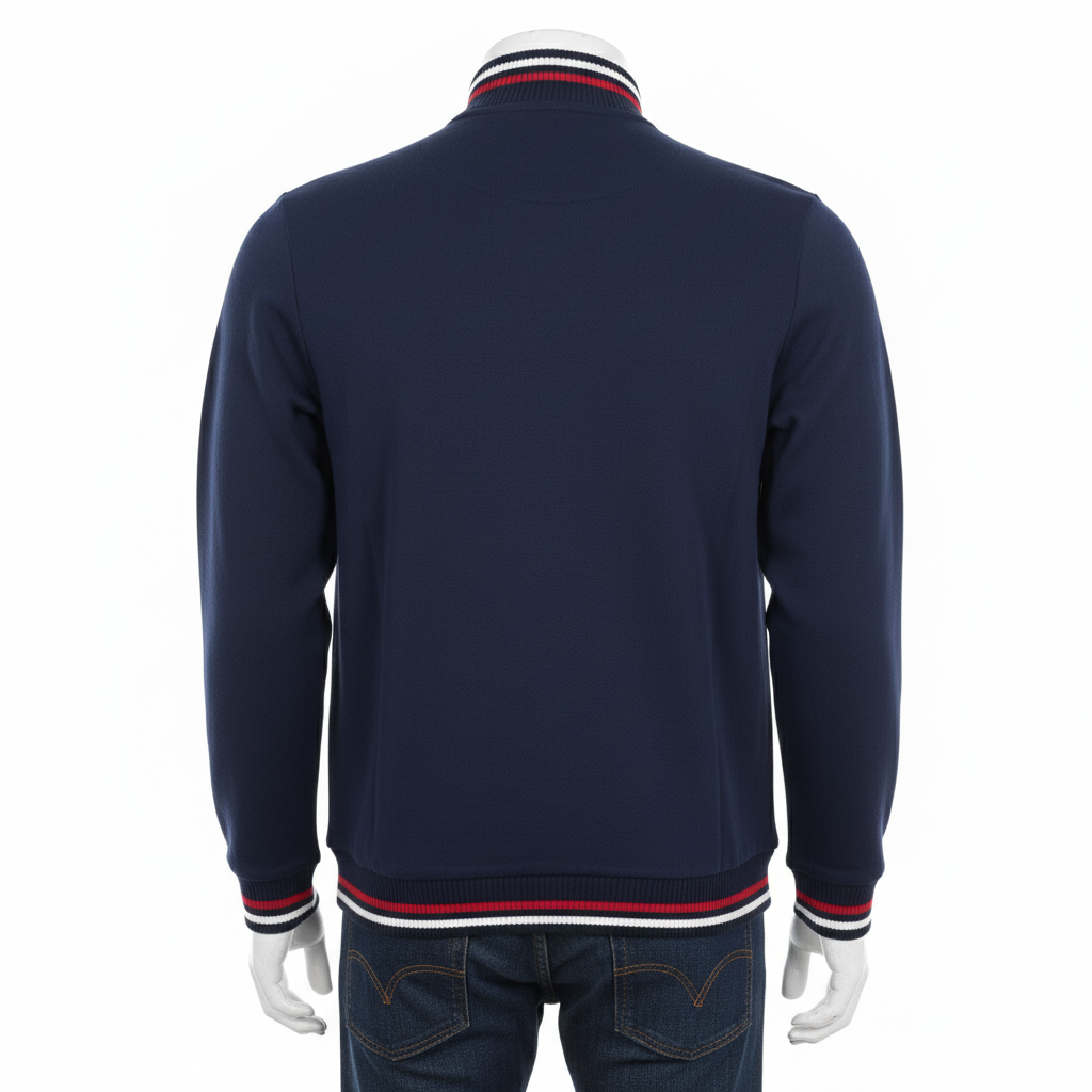 Men’s Navy Blue Varsity Zip Sweatshirt – Streetwear by HIM Fashions