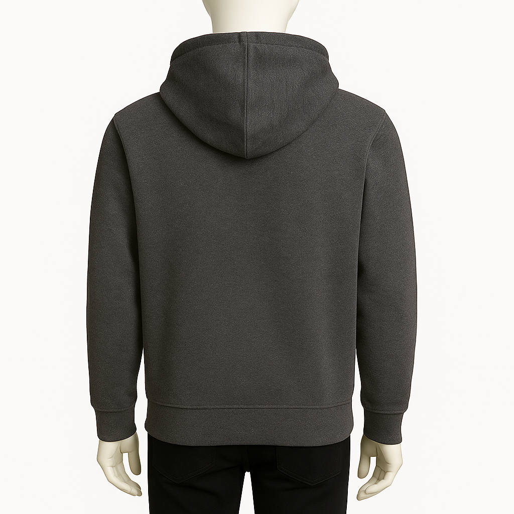 Men’s Charcoal Grey Full-Zip Essential Hoodie – Streetwear by HIM Fashions