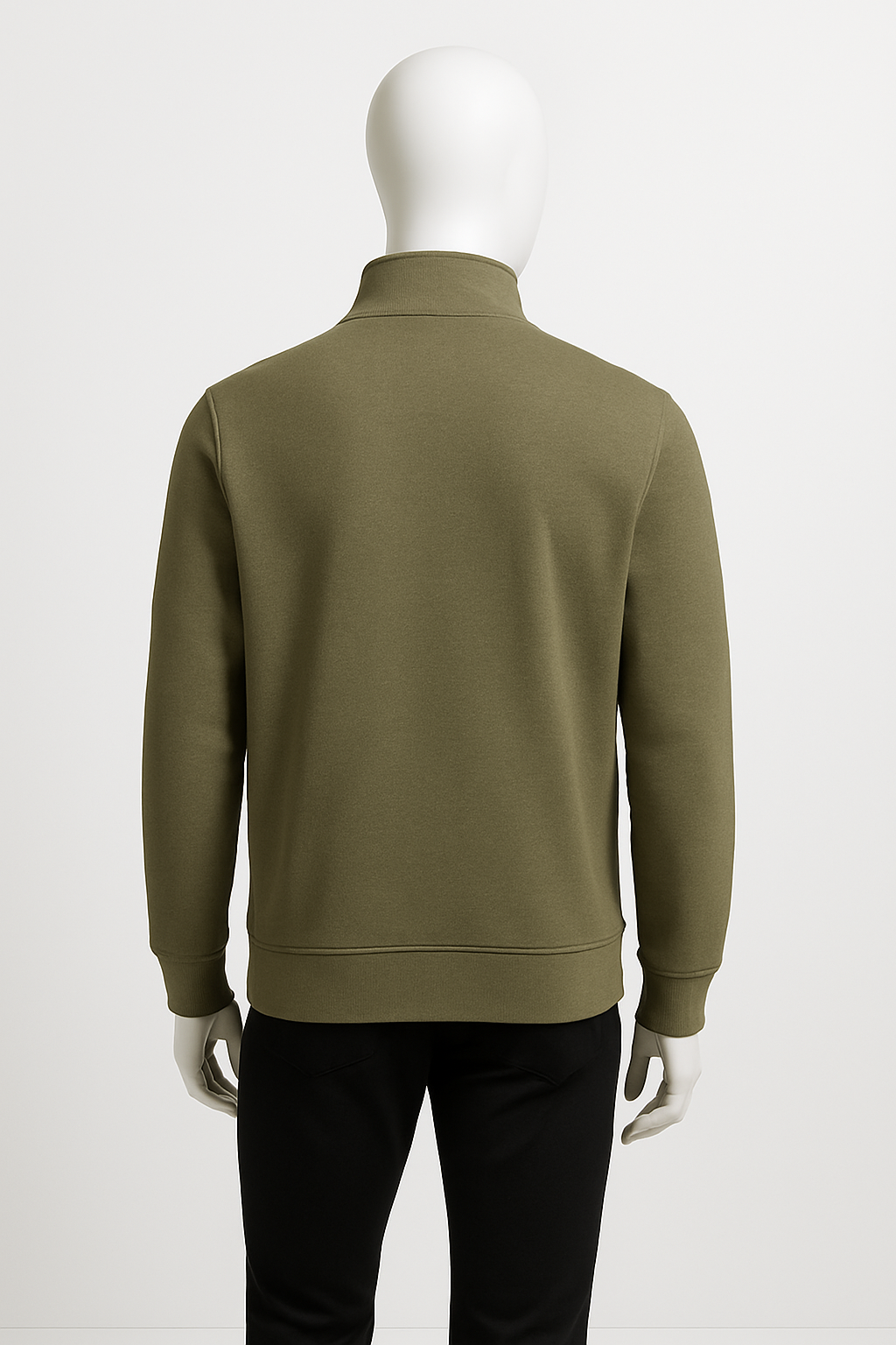 Men’s Olive Green Half-Zip Minimal Sweatshirt – Streetwear by HIM Fashions
