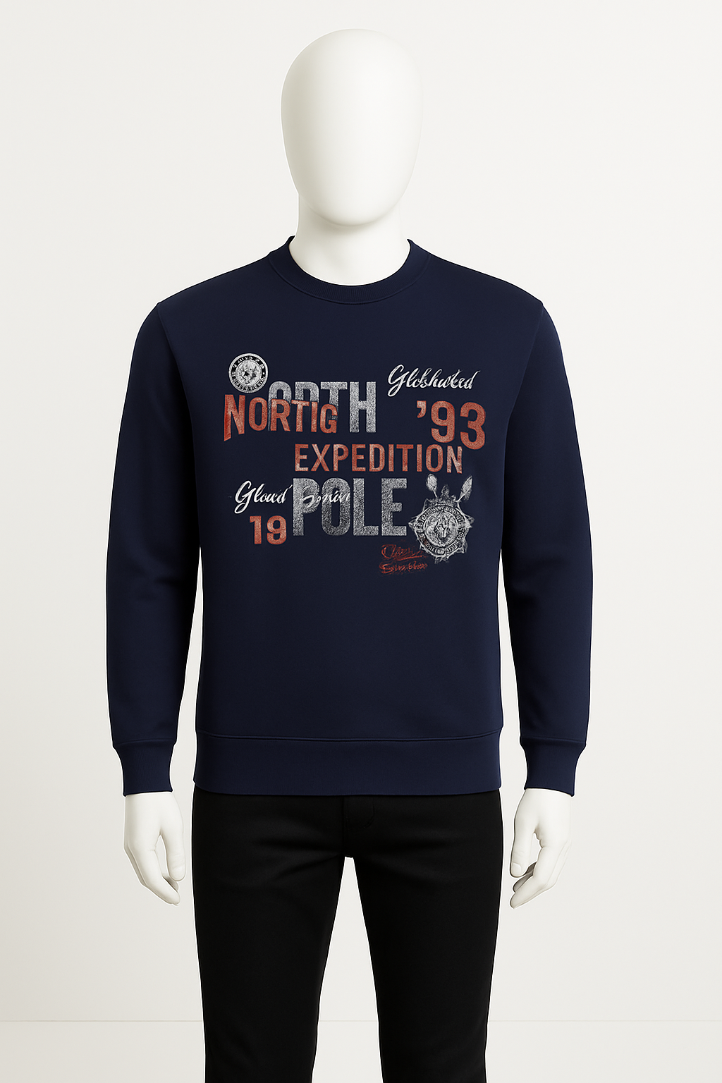 Men’s Navy “North Expedition” Printed Sweatshirt – Streetwear by HIM Fashions
