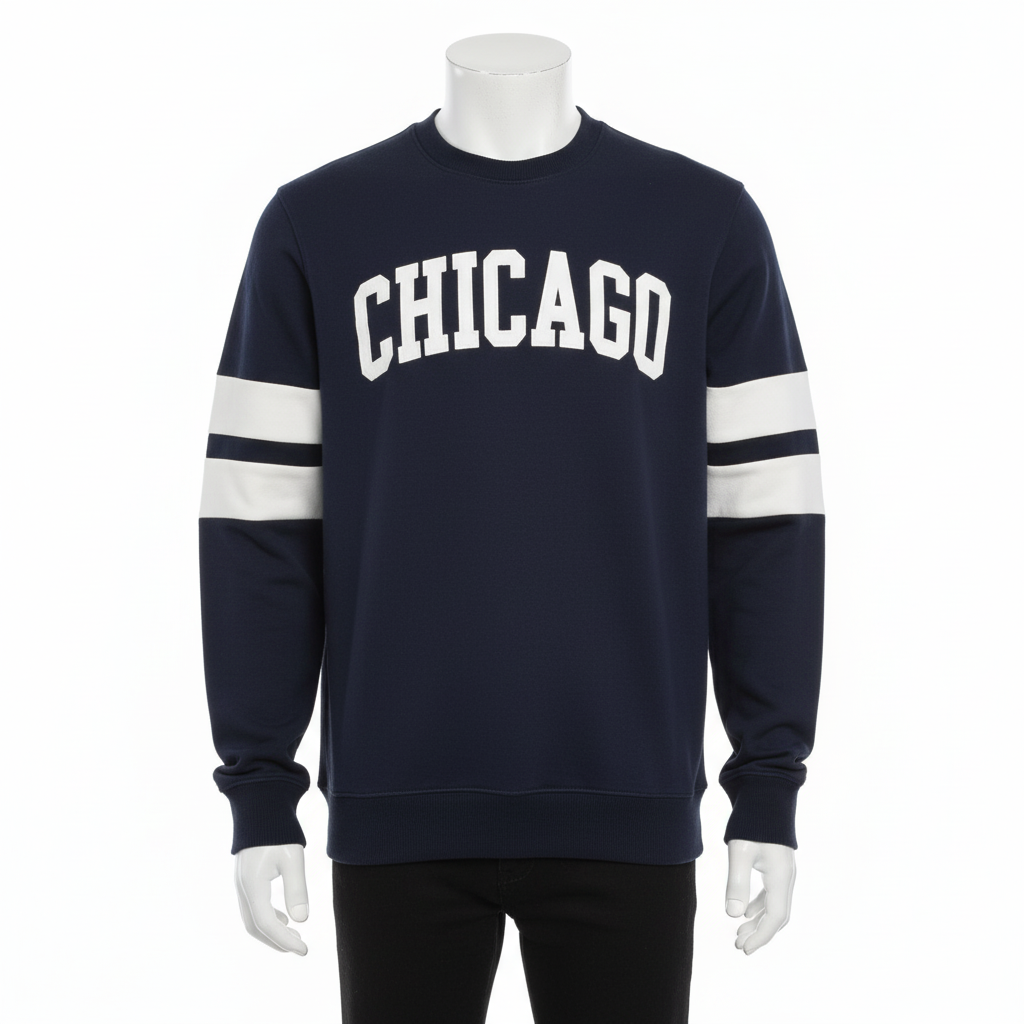 Men’s Navy Chicago Crewneck Sweatshirt – Streetwear by HIM Fashions