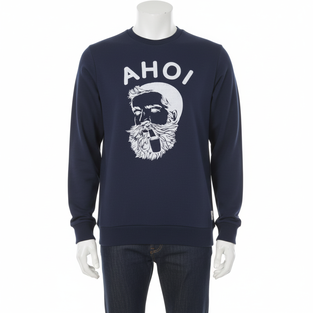 Men’s Navy “AHOI” Graphic Sweatshirt – Streetwear by HIM Fashions