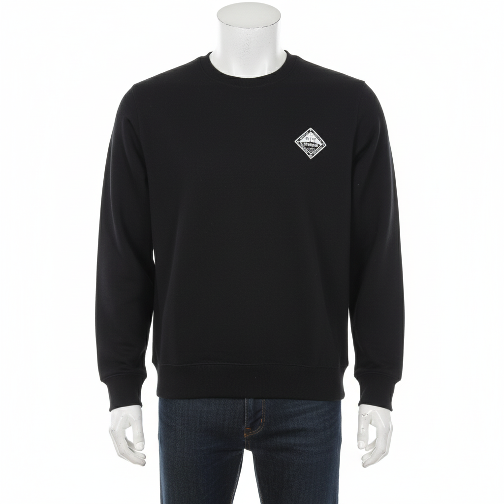 Men’s Black Minimal Logo Crewneck Sweatshirt – Streetwear by HIM Fashions