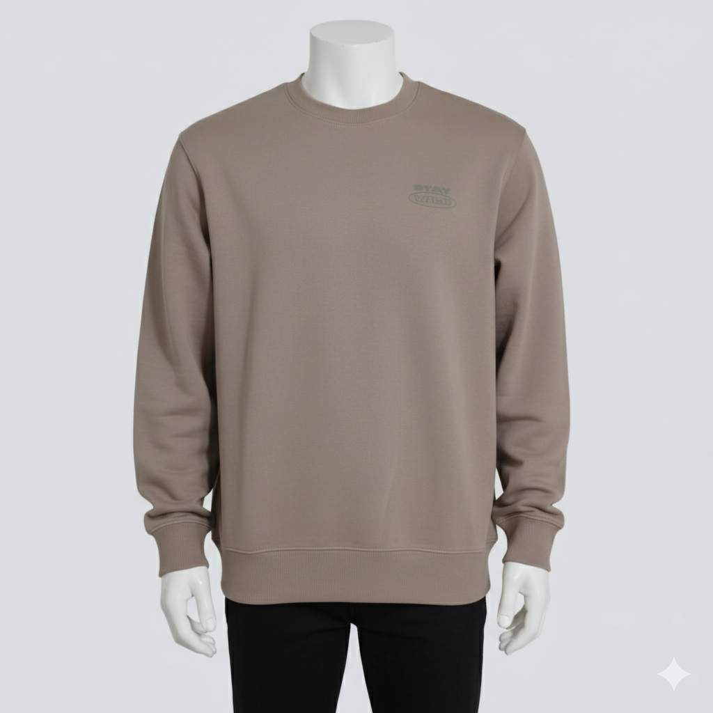 Men’s Mocha Taupe “Stay Wild” Sweatshirt – Minimal Streetwear by HIM Fashions