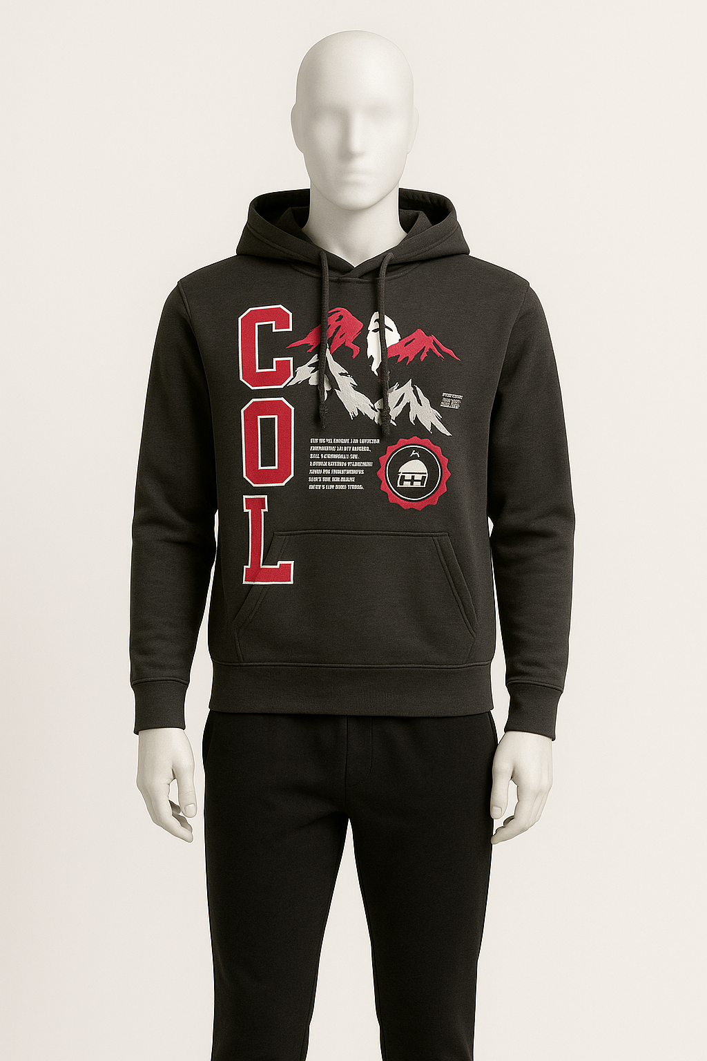 Men’s Charcoal Graphic Mountain Hoodie – Streetwear by HIM Fashions