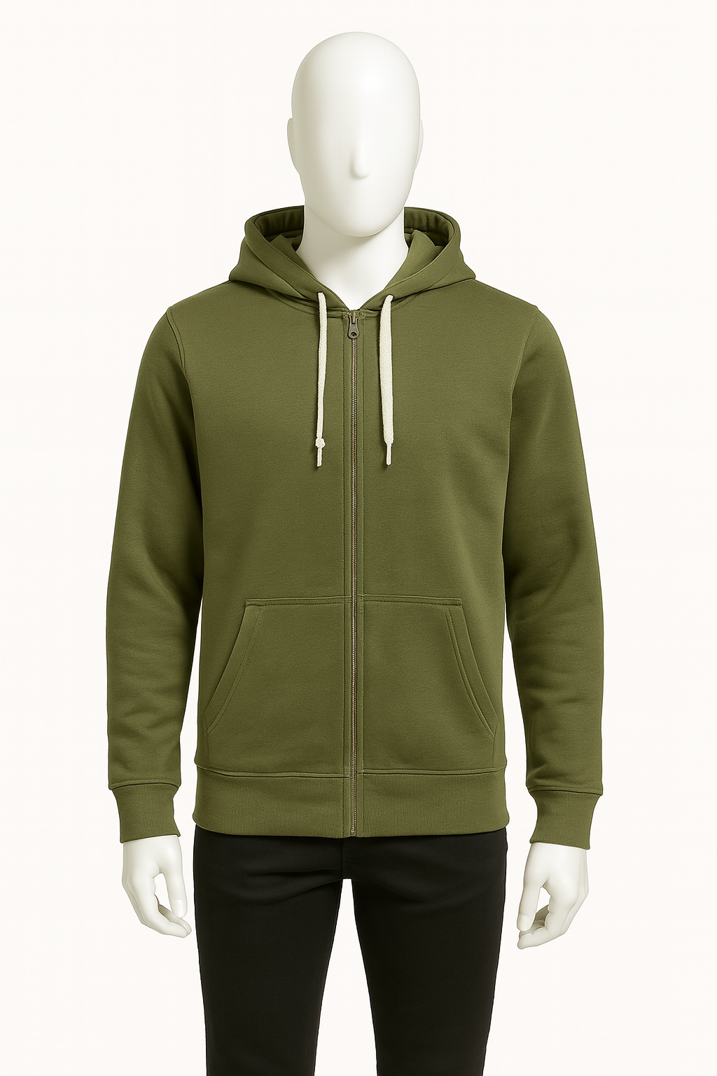 Men’s Olive Zip-Up Hoodie – Everyday Essential by HIM Fashions