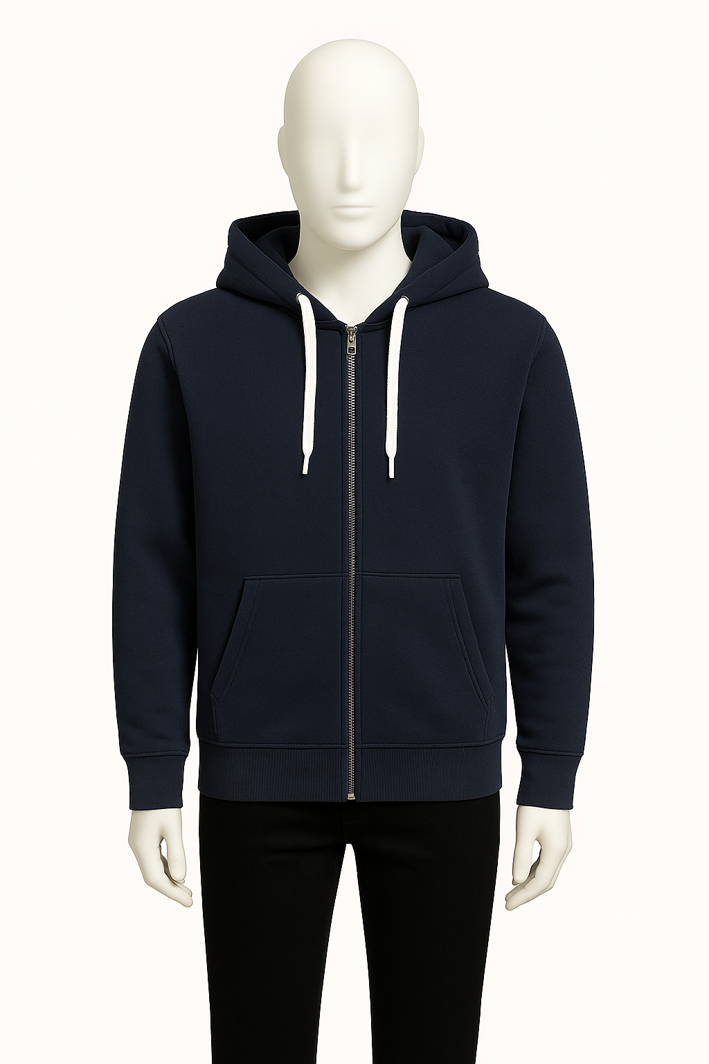 Men’s Navy Blue Zip-Up Hoodie – Streetwear by HIM Fashions