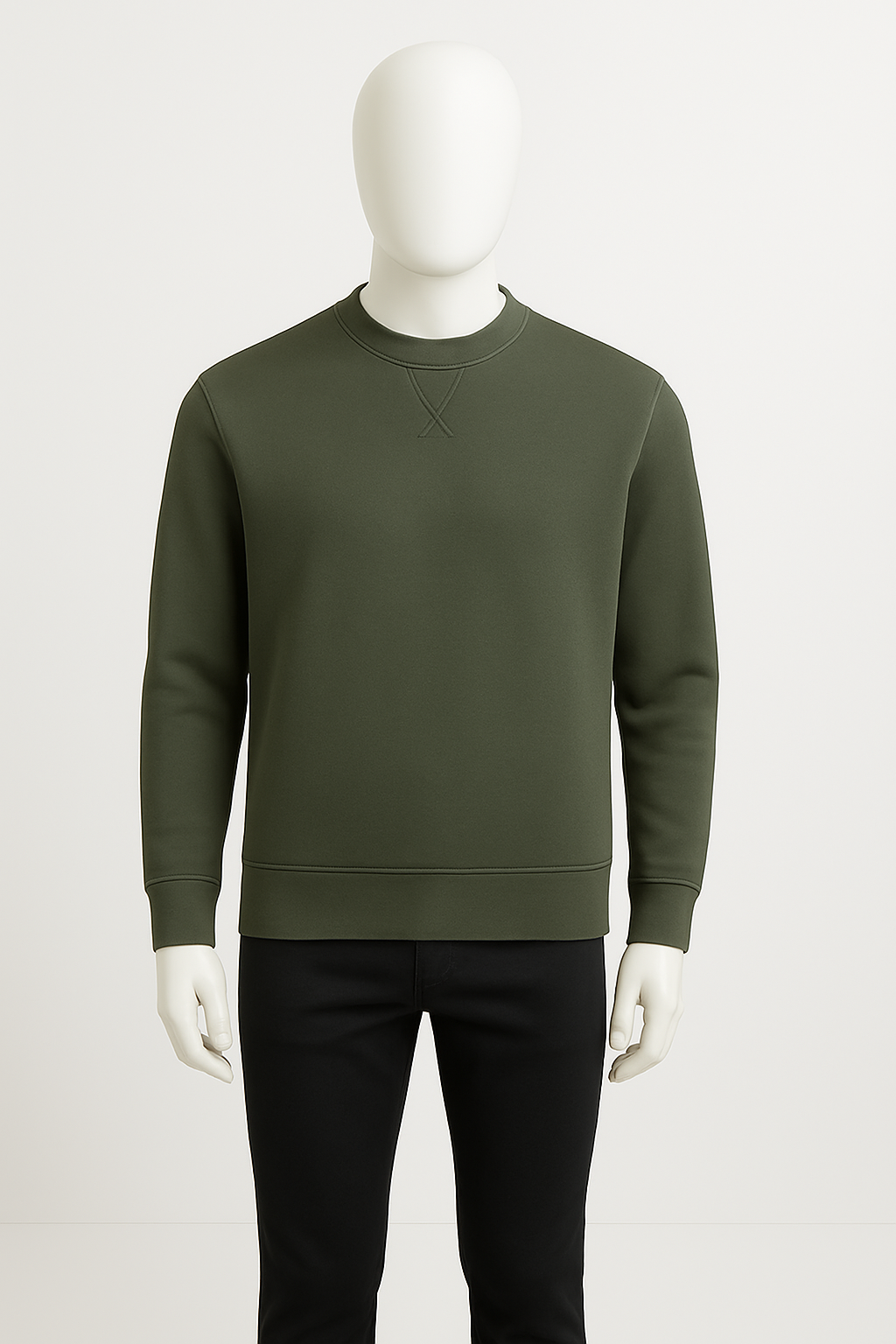 Men’s Army Green Crewneck Sweatshirt – Minimal Streetwear by HIM Fashions