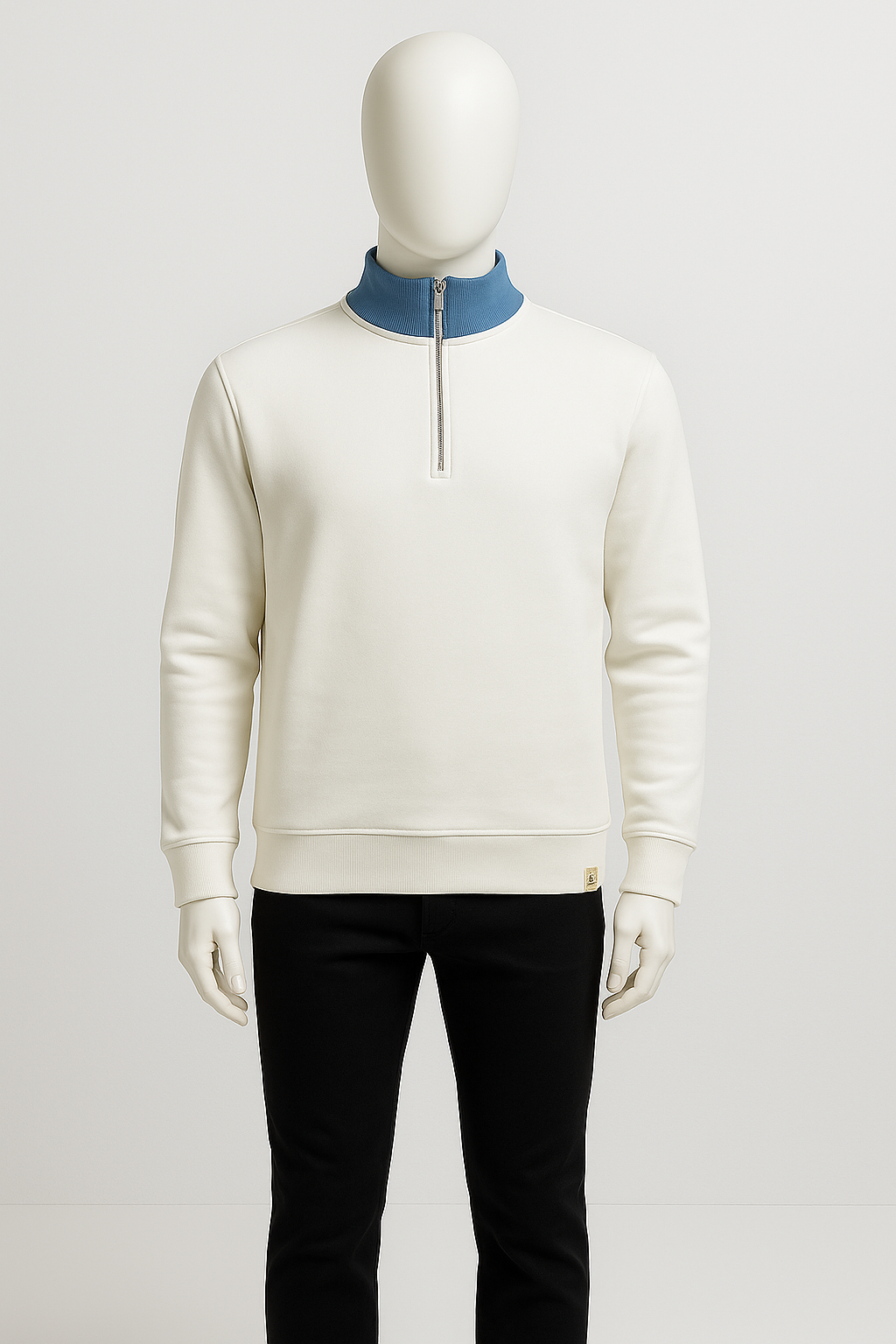 Men’s Off-White Half Zip Sweatshirt – Streetwear by HIM Fashions
