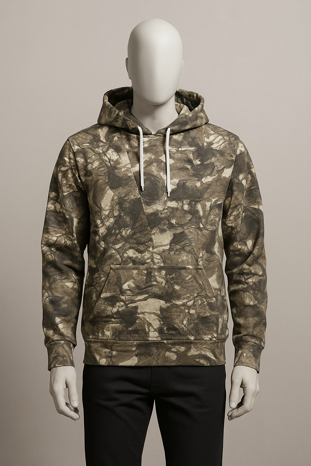 Men’s Olive Marble Print Hoodie – Streetwear by HIM Fashions