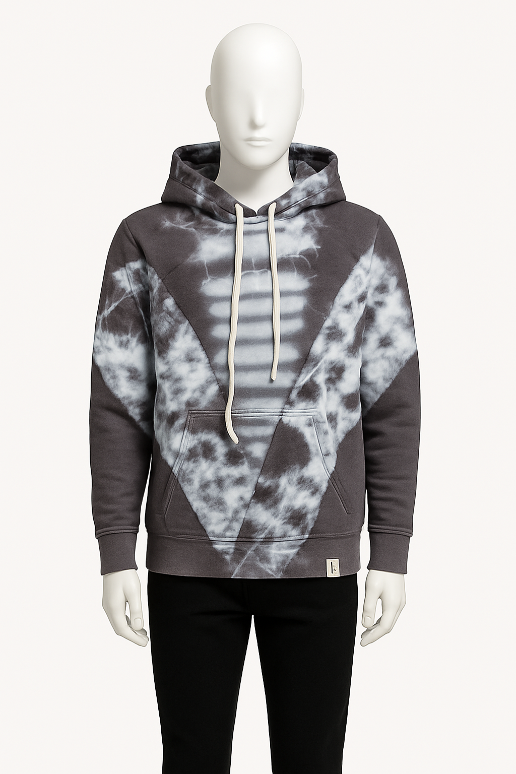 Men’s Grey Tie-Dye Pattern Hoodie – Streetwear Essential by HIM Fashions