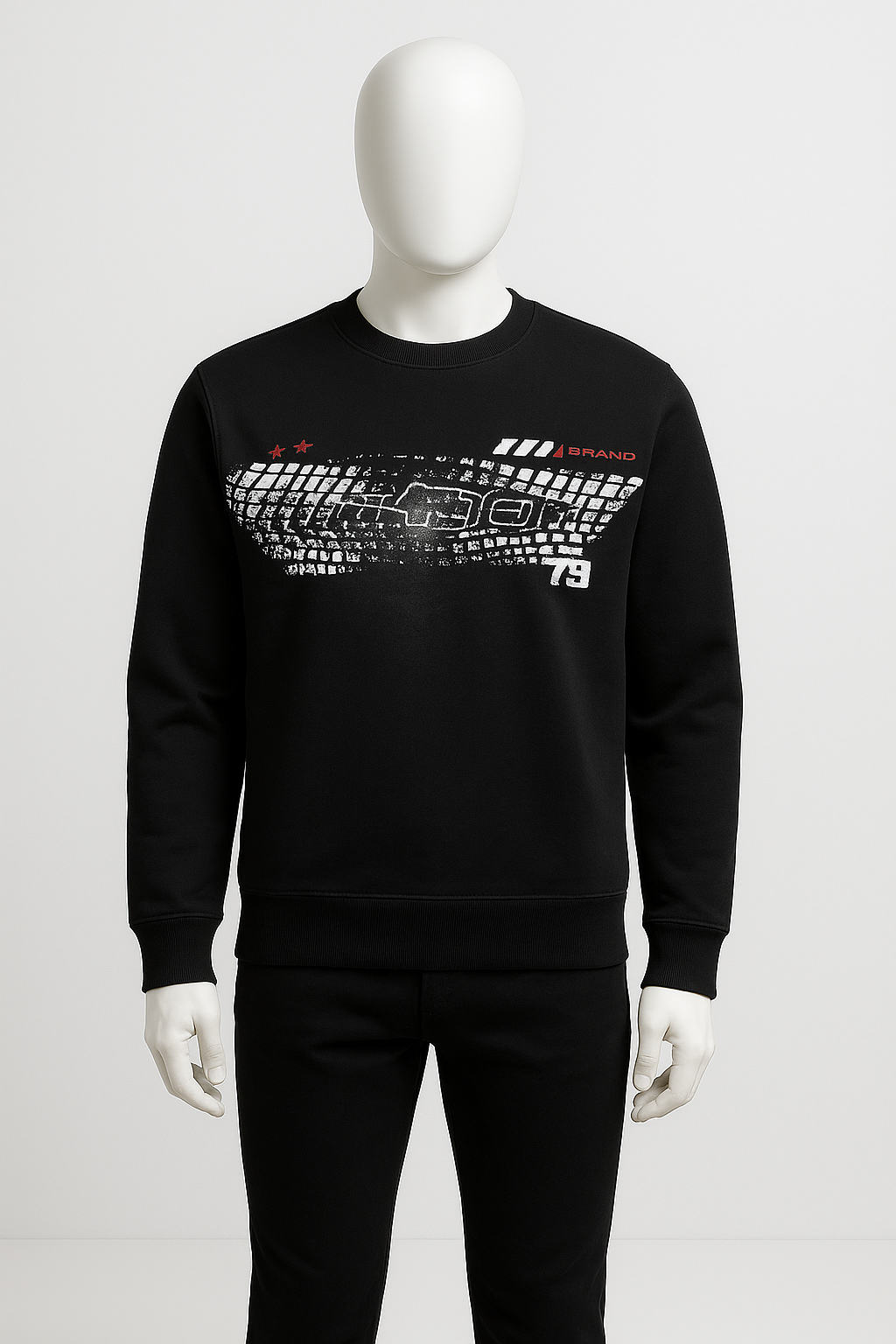 Men’s Black “Brand 79” Graphic Sweatshirt – Streetwear by HIM Fashions