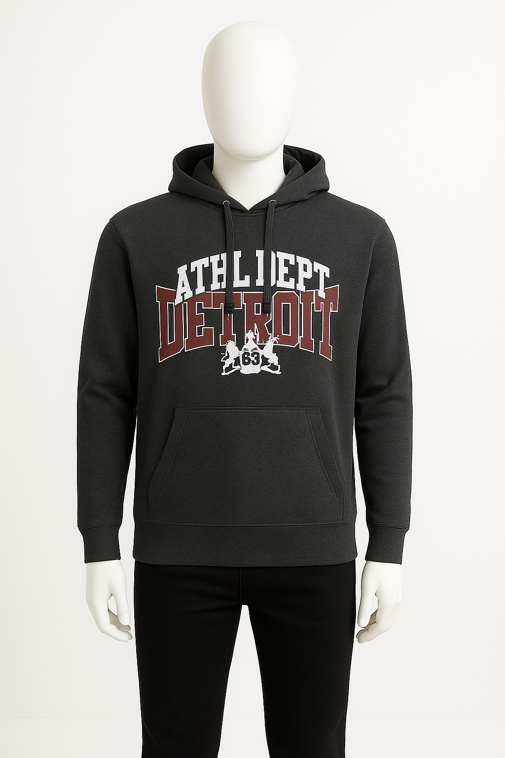 Athl Dept Detroit Printed Hoodie – Charcoal | HIM Fashions