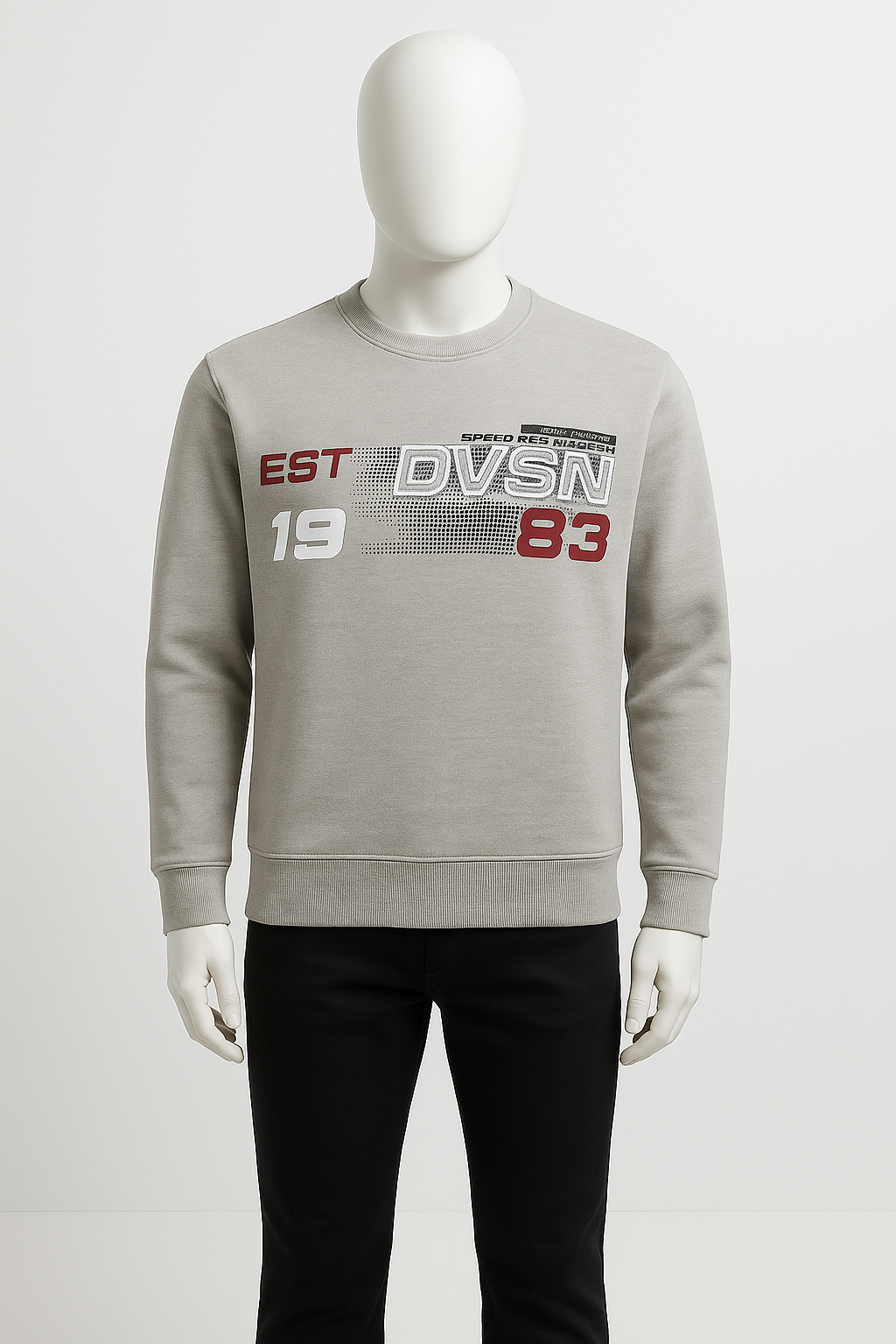 Men’s Light Grey Graphic Crewneck Sweatshirt – Streetwear by HIM Fashions