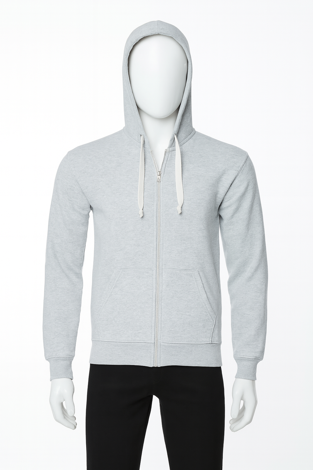 Simple Plain White Zipper Hoodie - Plain Zipper