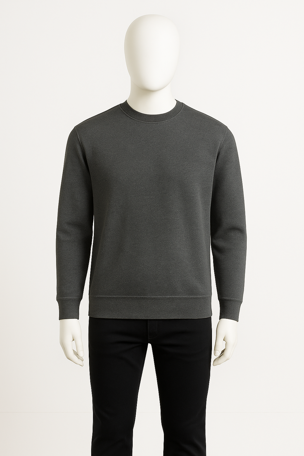 Men’s Charcoal Grey Crewneck Sweatshirt – Minimal Streetwear by HIM Fashions