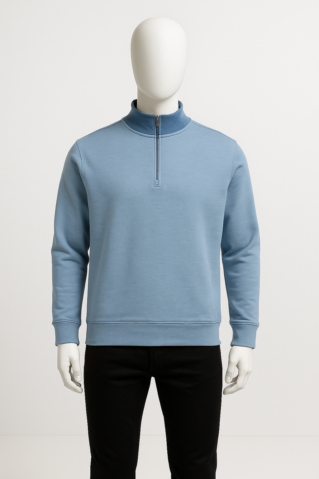 Men’s Steel Blue Half-Zip Sweatshirt – Minimal Streetwear by HIM Fashions