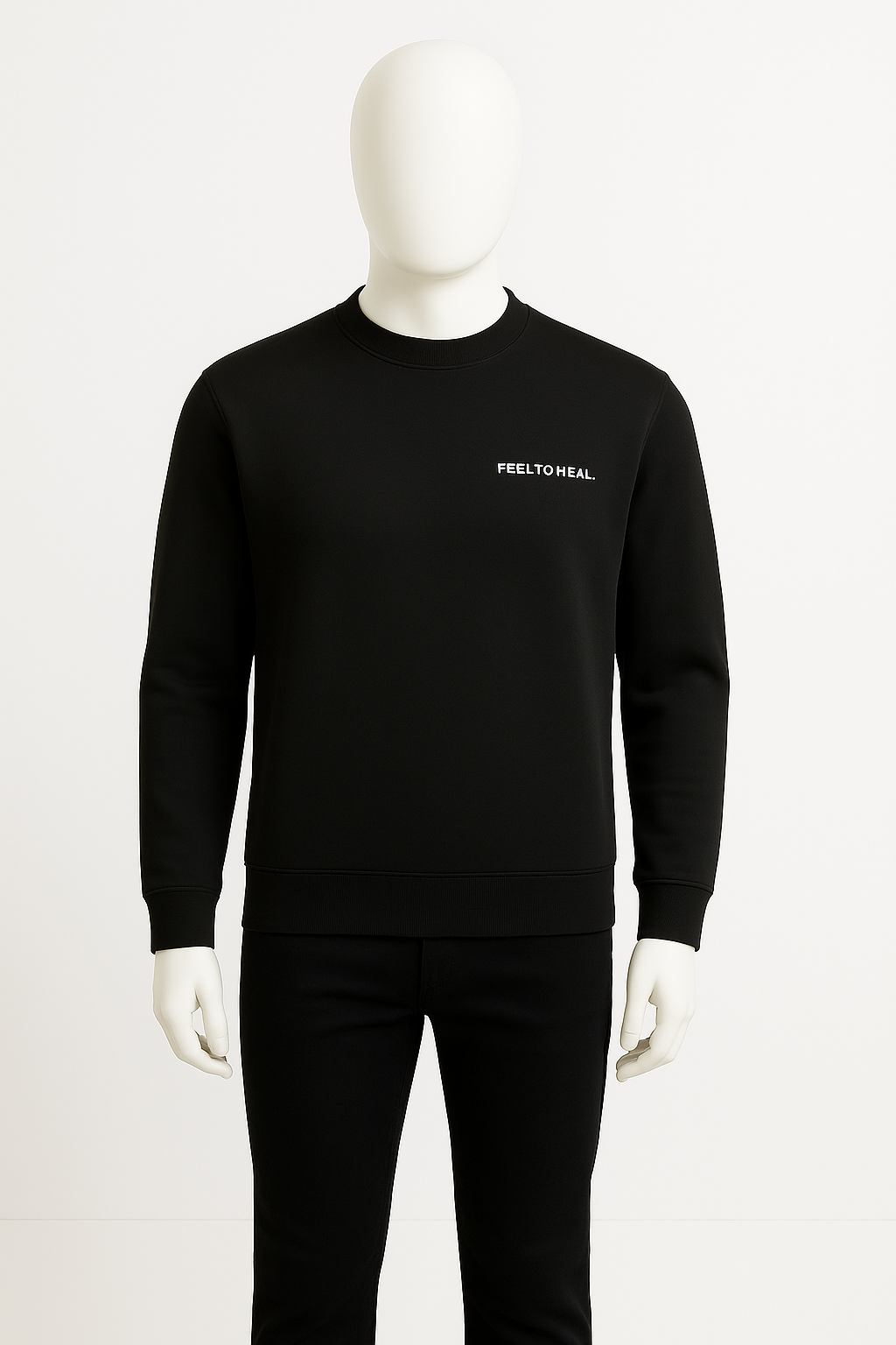 Men’s Black “FEEL TO HEAL” Sweatshirt – Minimal Streetwear by HIM Fashions