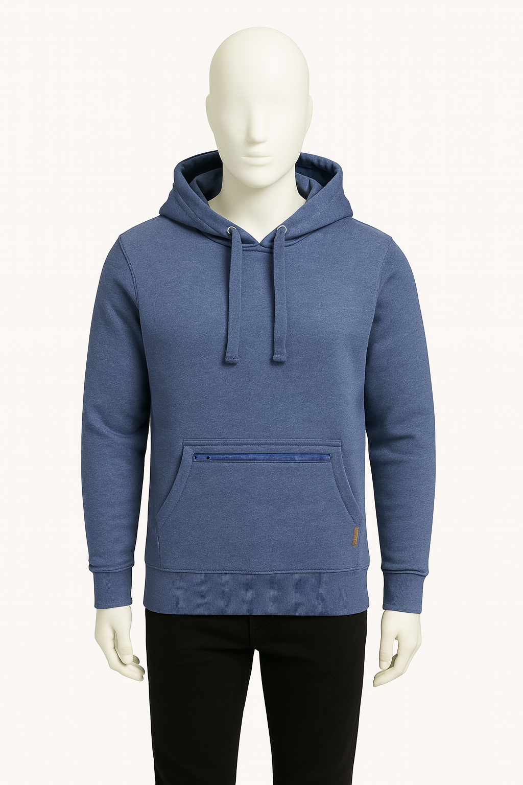 Men’s Denim Blue Minimal Pocket Hoodie – Streetwear by HIM Fashions