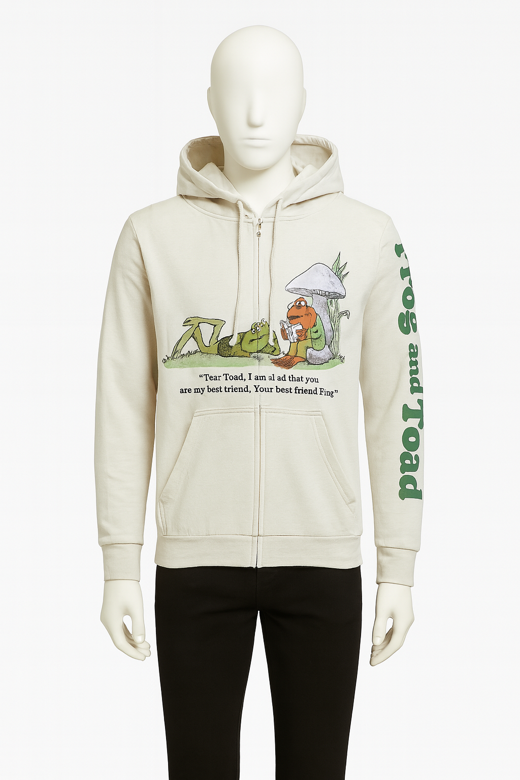 Frog Under The Mushroom White Hoodie