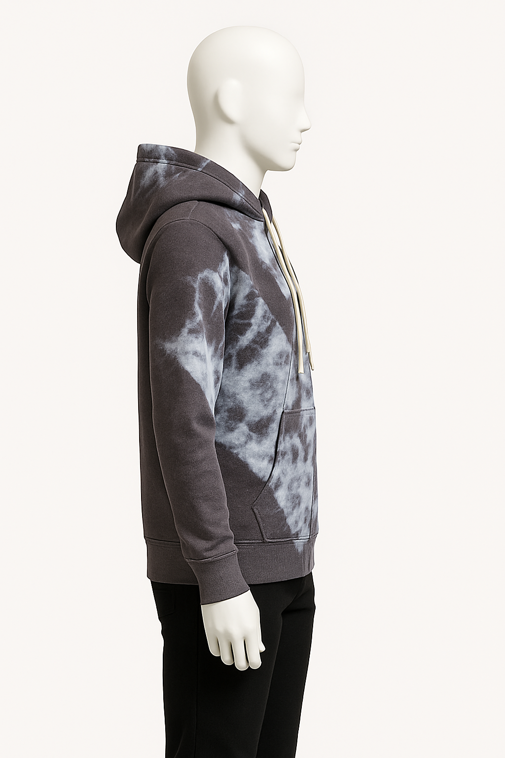 Men’s Grey Tie-Dye Pattern Hoodie – Streetwear Essential by HIM Fashions