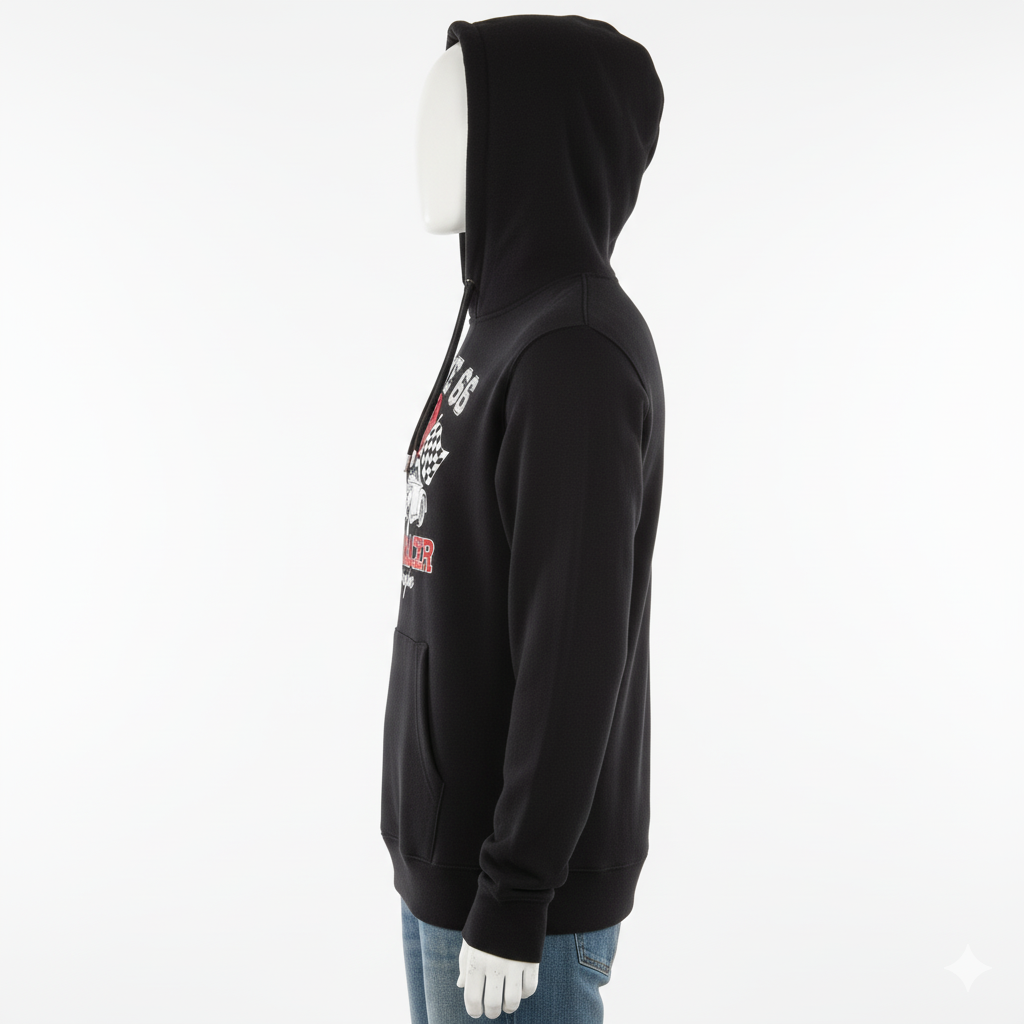 Men’s Black Route 66 Graphic Hoodie – Everyday Essential by HIM Fashions