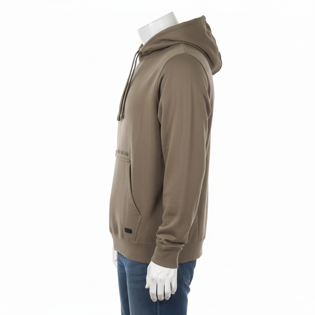 Men’s Olive Brown Hoodie with Front Zip Pocket – Everyday Essential by HIM Fashions