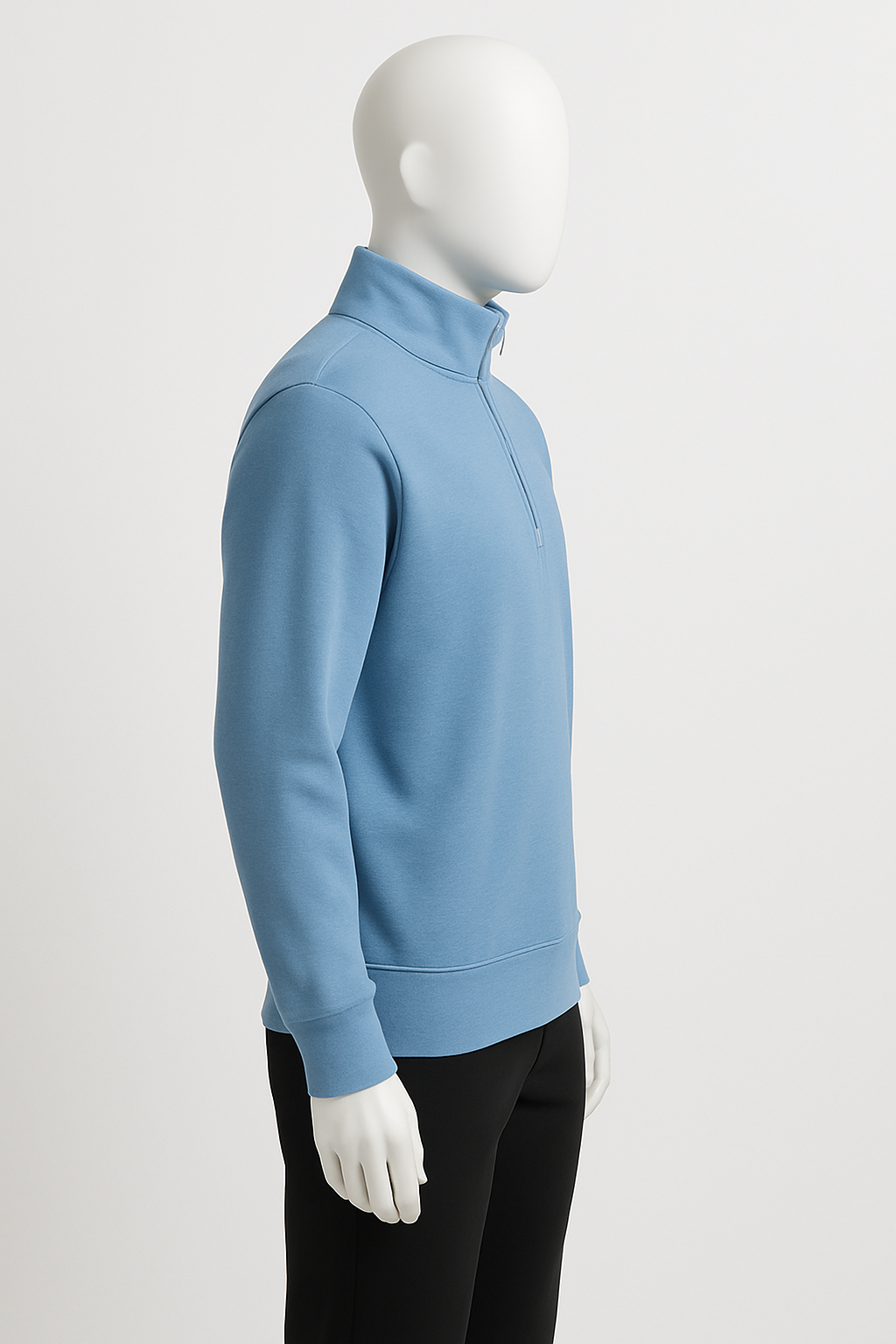 Men’s Steel Blue Half-Zip Sweatshirt – Minimal Streetwear by HIM Fashions
