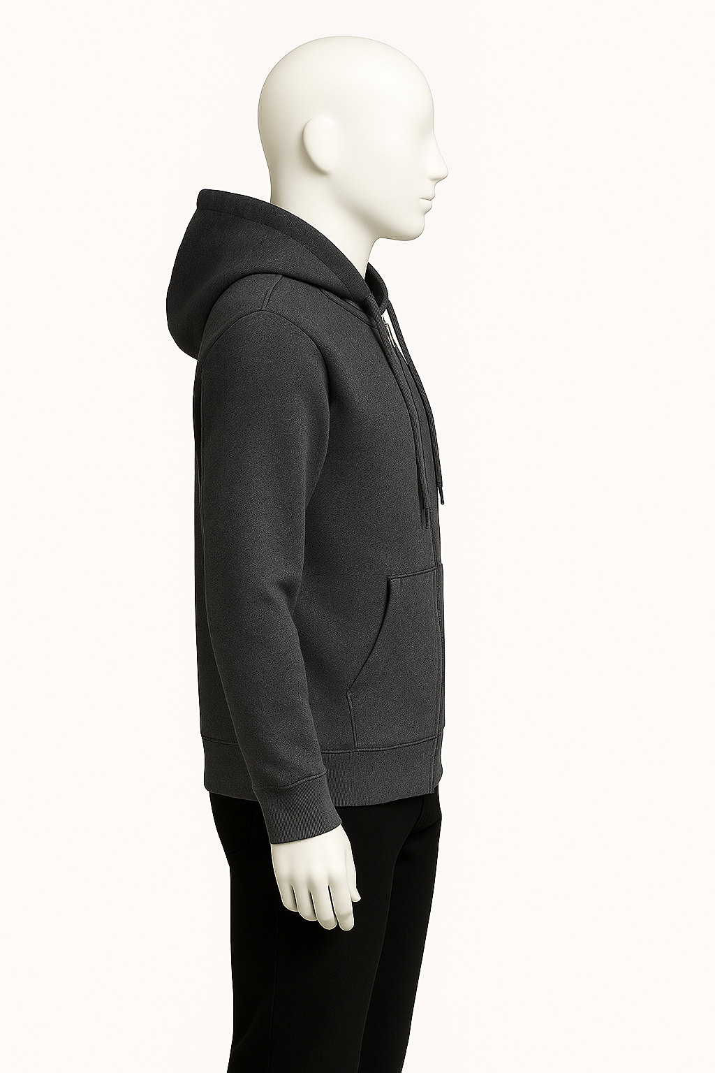 Men’s Charcoal Grey Full-Zip Essential Hoodie – Streetwear by HIM Fashions
