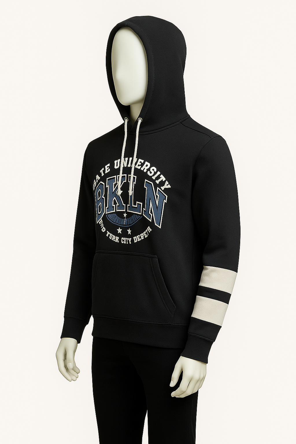 Black BKLN Graphic Hoodie for Men – Winter Streetwear & Casual Fit | HIM Fashions