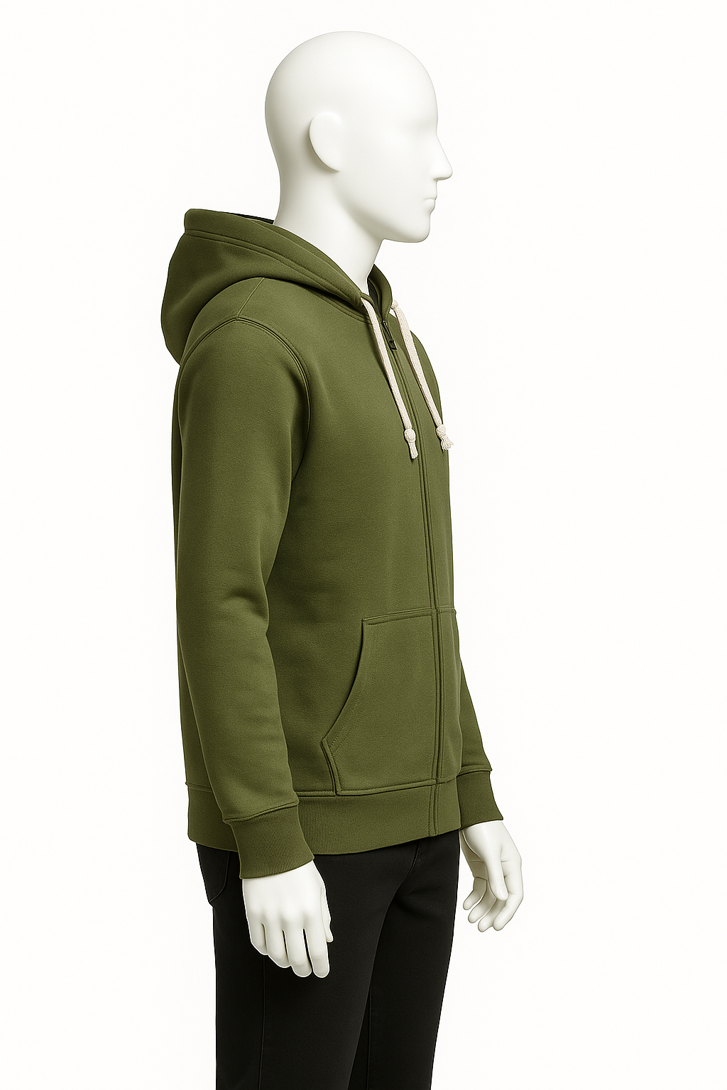 Men’s Olive Zip-Up Hoodie – Everyday Essential by HIM Fashions