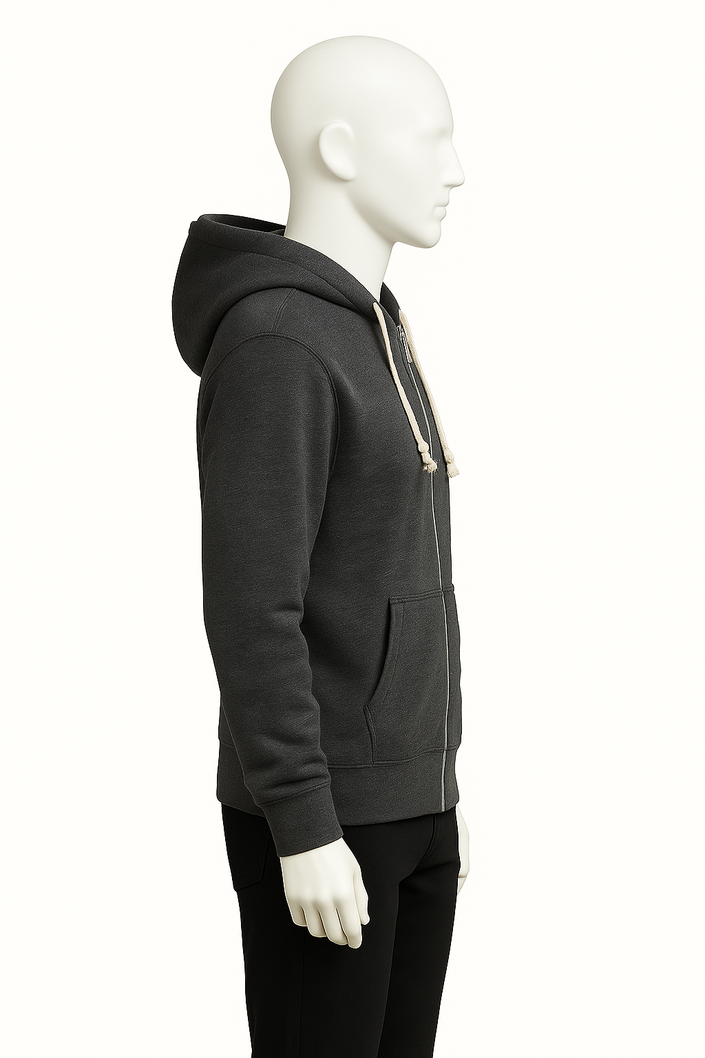 Men’s Charcoal Zip-Up Hoodie with White Laces – Everyday Essential by HIM Fashions