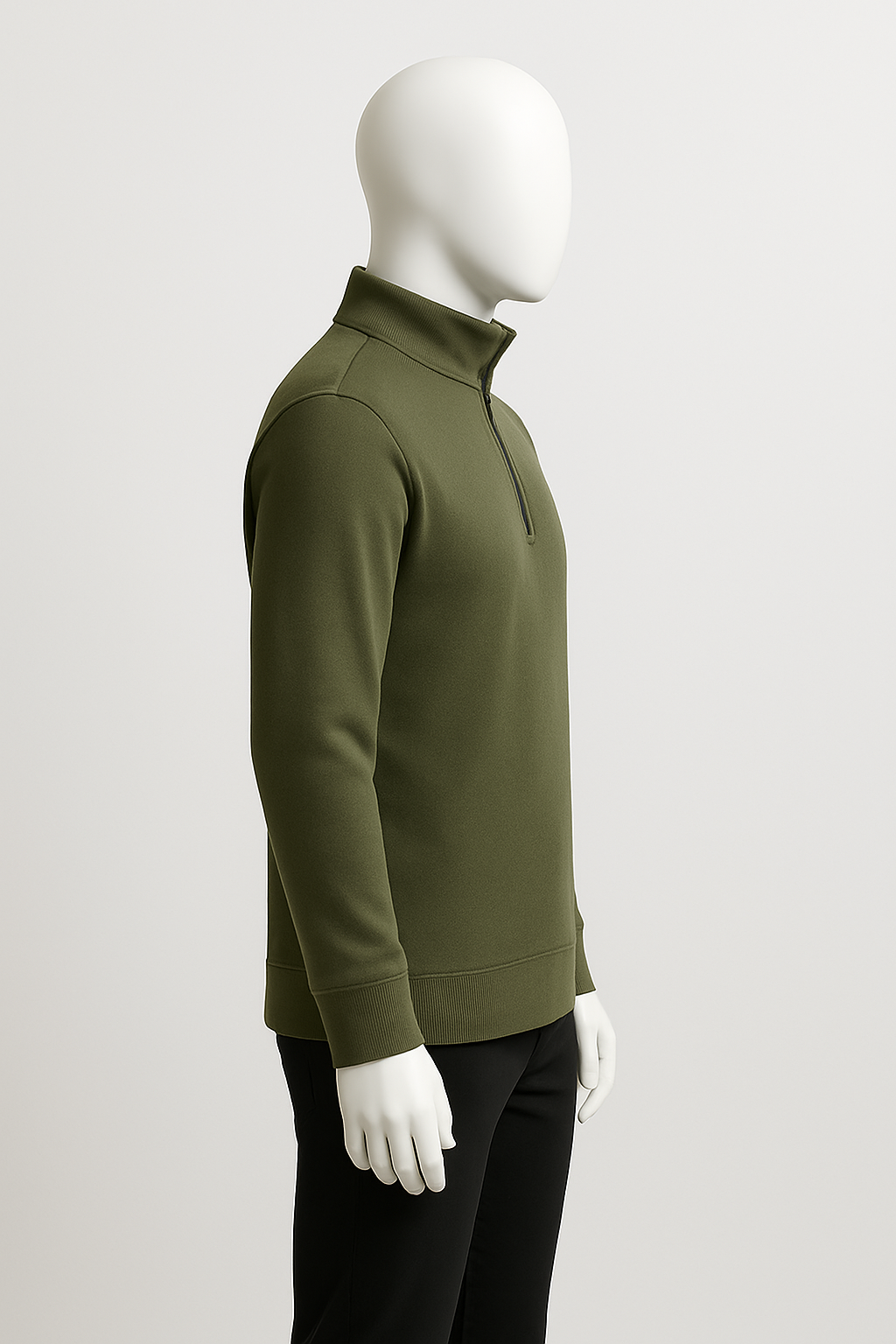 Men’s Olive Green Half Zip Sweatshirt – HIM Fashions