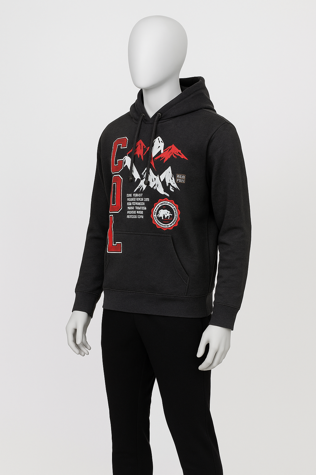 Men’s Charcoal Graphic Mountain Hoodie – Streetwear by HIM Fashions
