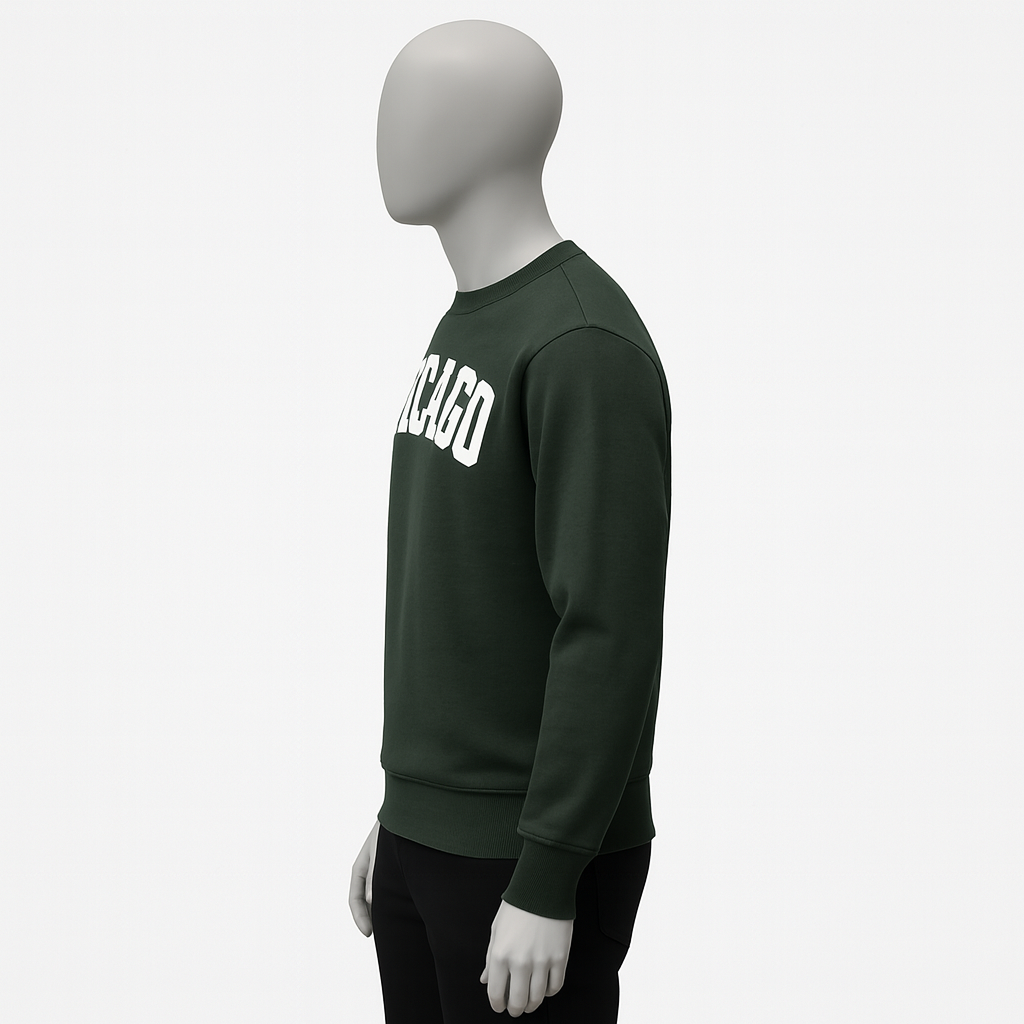 Men’s Dark Green Chicago Crewneck Sweatshirt – Premium Streetwear by HIM Fashions