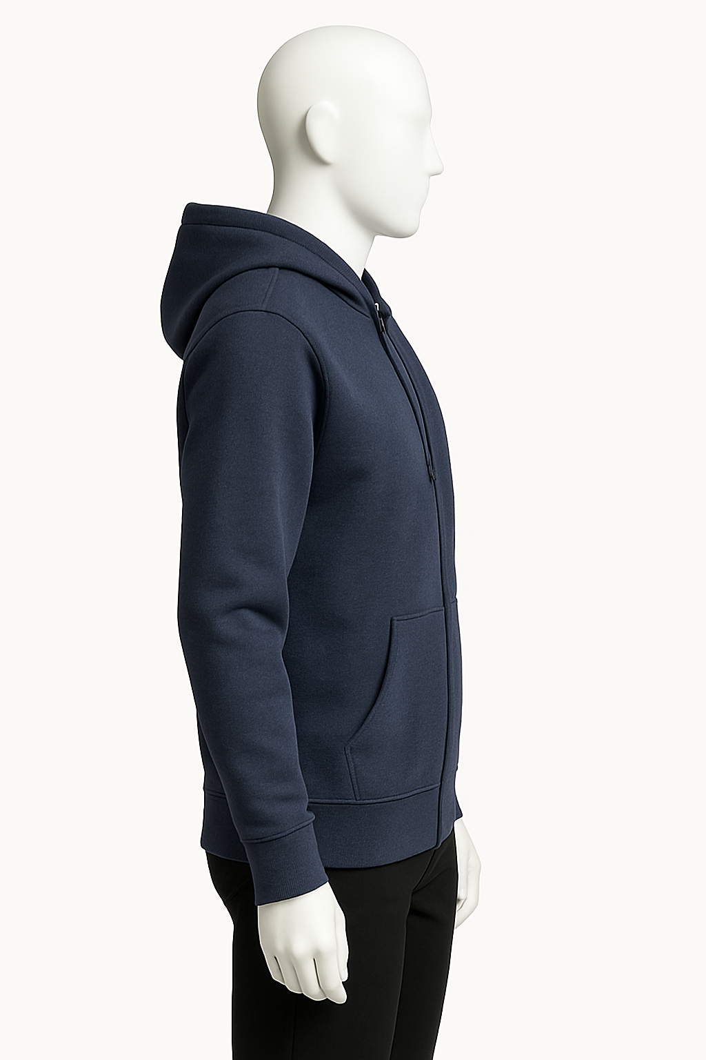 Men’s Navy Blue Full Zip Hoodie – Essentials by HIM Fashions