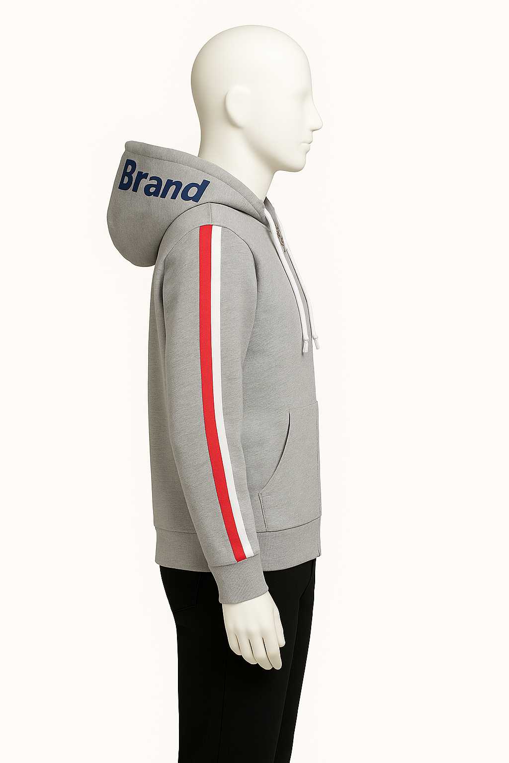 Men’s Light Grey FB Zip-Up Hoodie – Streetwear by HIM Fashions